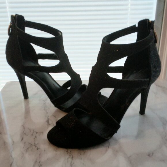 Maripe Shoes - Maripe Womens Black Sparkly Glitter Stiletto 4" Heels Black High Heels Size 9